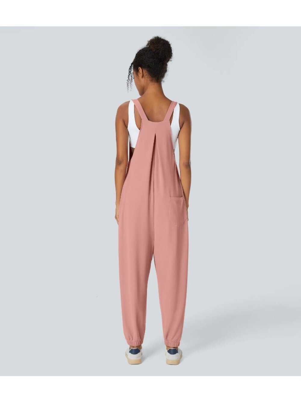 NWOT Halara Rose Pink Pockets Waffle Casual Jogger Overalls Jumpsuit Size M - Picture 2 of 10